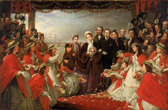 The landing of Princess Alexandra at Gravesend, spouse of Edward VII, March 7th, 1863 (Henry Nelson O